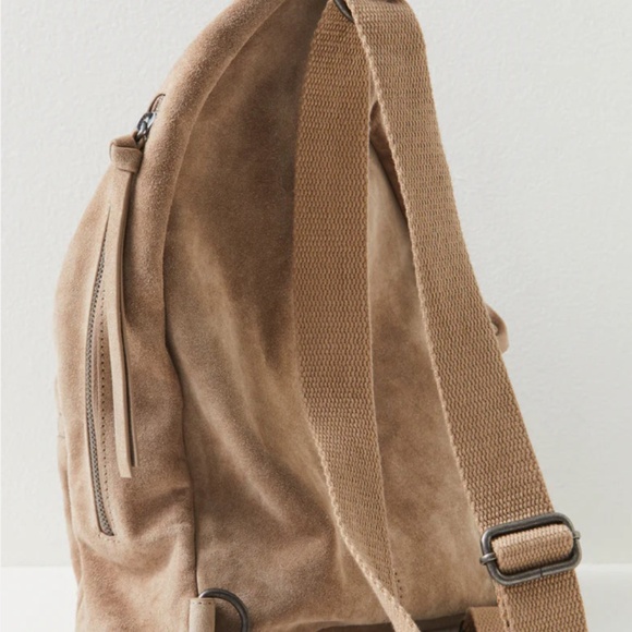 NWT- Free People Oxford Style Suede Sling Bag in Mushroom - Picture 5 of 14